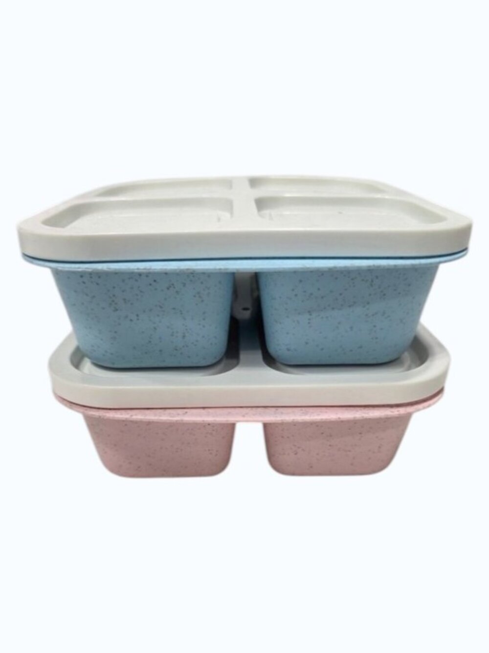 Bento Box Snack Containers/Lids Set of 2 Stackable Durable Heavy Plastic T10 - Picture 3 of 4